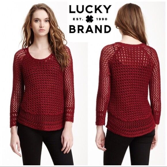 Lucky Brand Marissa Open Weave Crewneck Sweater, SZ XS - Picture 1 of 5